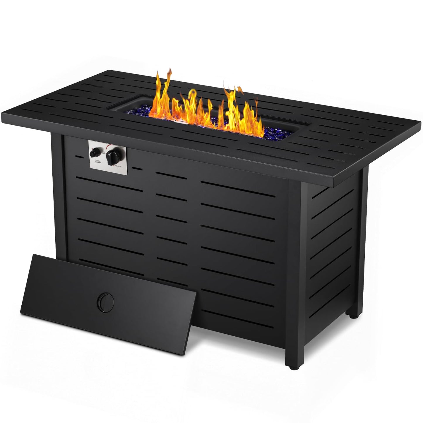 Xbeauty Propane Fire Pit Table, 28" Outdoor Gas Fire Pit Table, 40,000 BTU Auto-Ignition Fire Tables with Lid