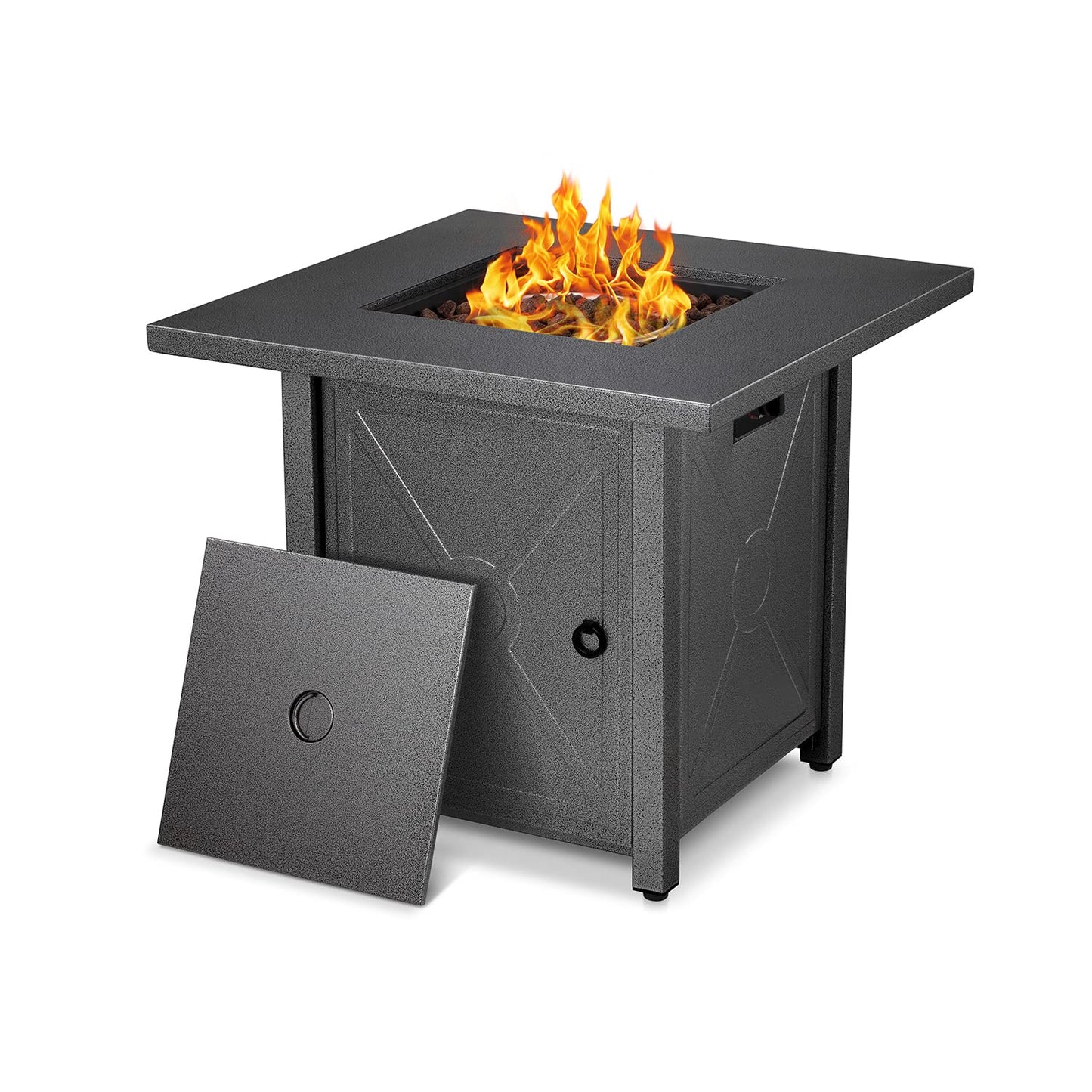 Xbeauty Propane Fire Pit Table, 28" Outdoor Gas Fire Pit Table, 40,000 BTU Auto-Ignition Fire Tables with Lid