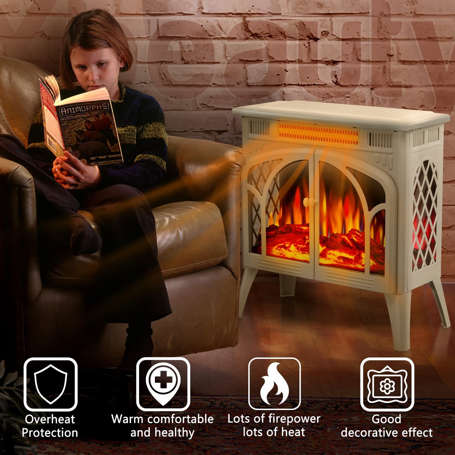 Electric Fireplace Heater Portable Electric Fireplace Stove Heater Indoor 5 Flame Speeds Control