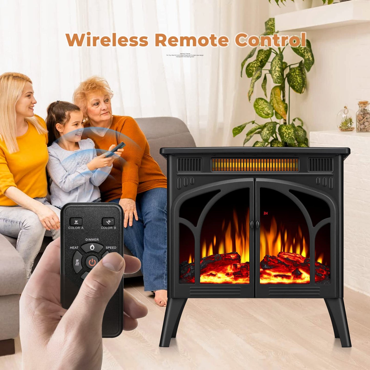 Electric Fireplace Heater Portable Electric Fireplace Stove Heater Indoor 5 Flame Speeds Control