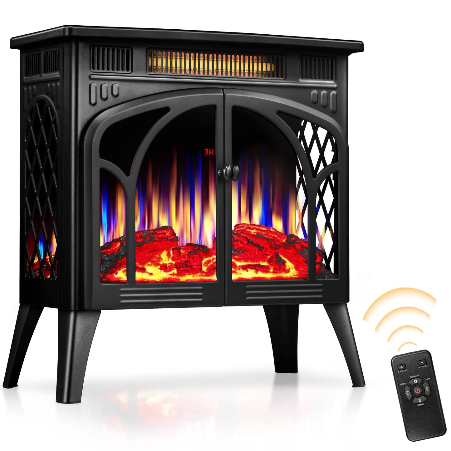 Electric Fireplace Heater Portable Electric Fireplace Stove Heater Indoor 5 Flame Speeds Control