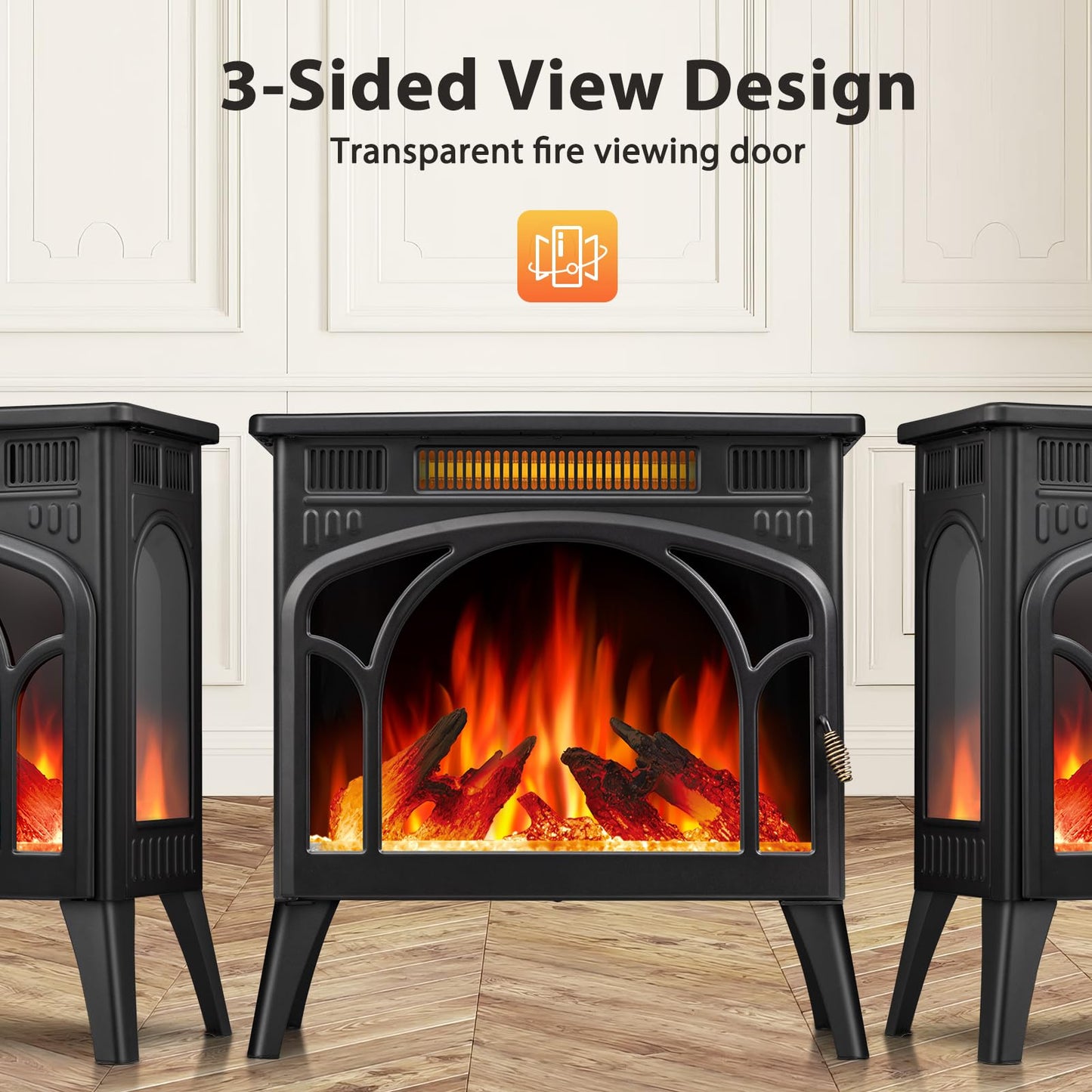 Electric Fireplace Heater Portable Electric Fireplace Stove Heater Indoor 5 Flame Speeds Control