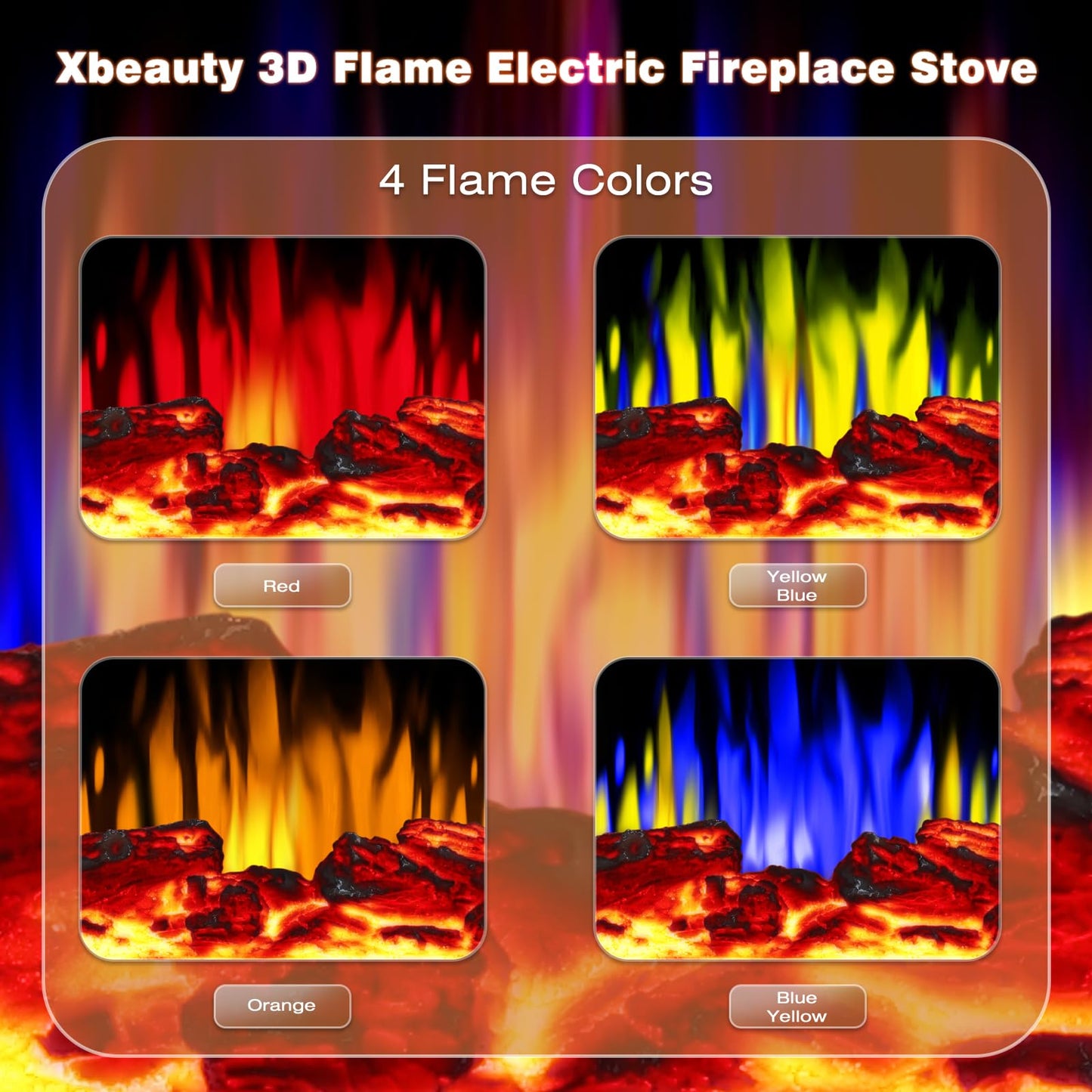 Electric Fireplace Heater Portable Electric Fireplace Stove Heater Indoor 5 Flame Speeds Control