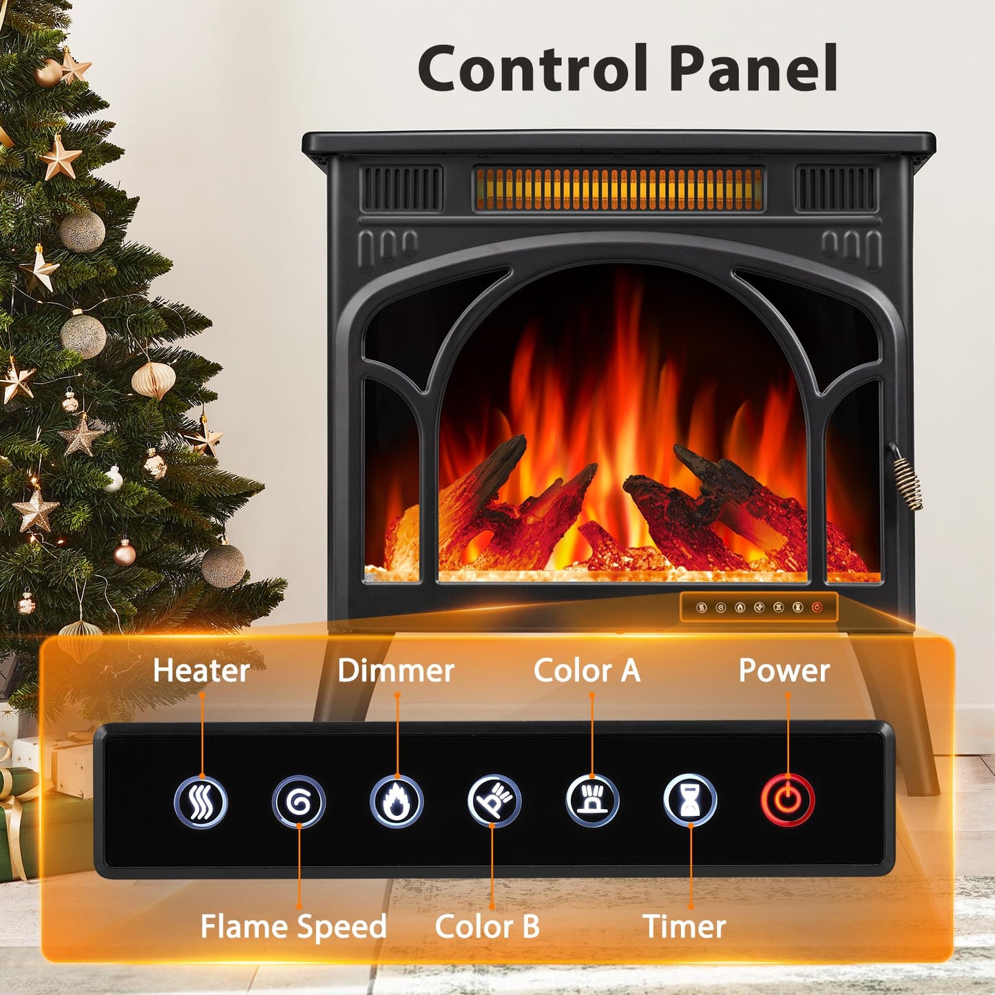 Electric Fireplace Heater Portable Electric Fireplace Stove Heater Indoor 5 Flame Speeds Control