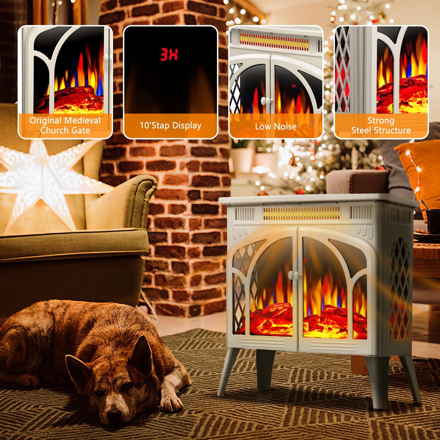 Electric Fireplace Heater Portable Electric Fireplace Stove Heater Indoor 5 Flame Speeds Control