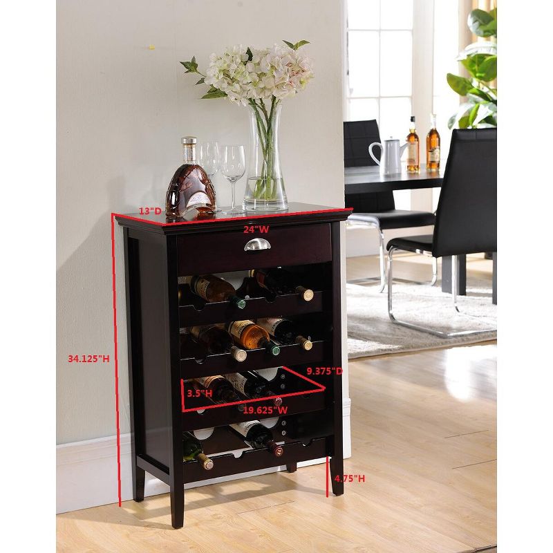 Kings Brand Furniture Florence Wood Buffet Wine Rack Cabinet with Drawer, Dark Cherry