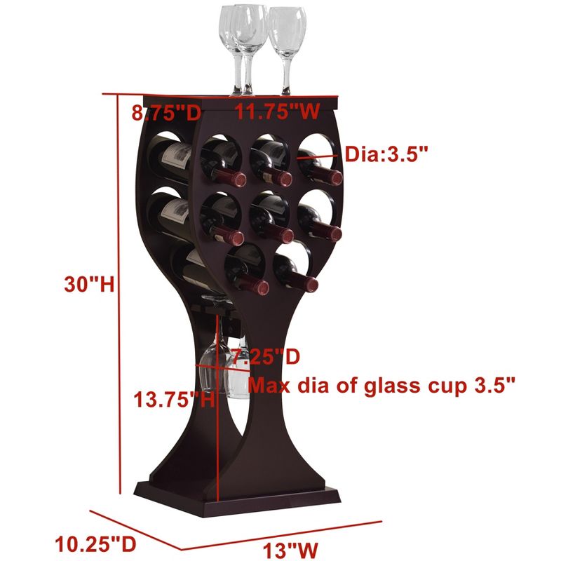 Kings Brand Furniture - Goblet Shaped Freestanding Wine Rack Dark Cherry