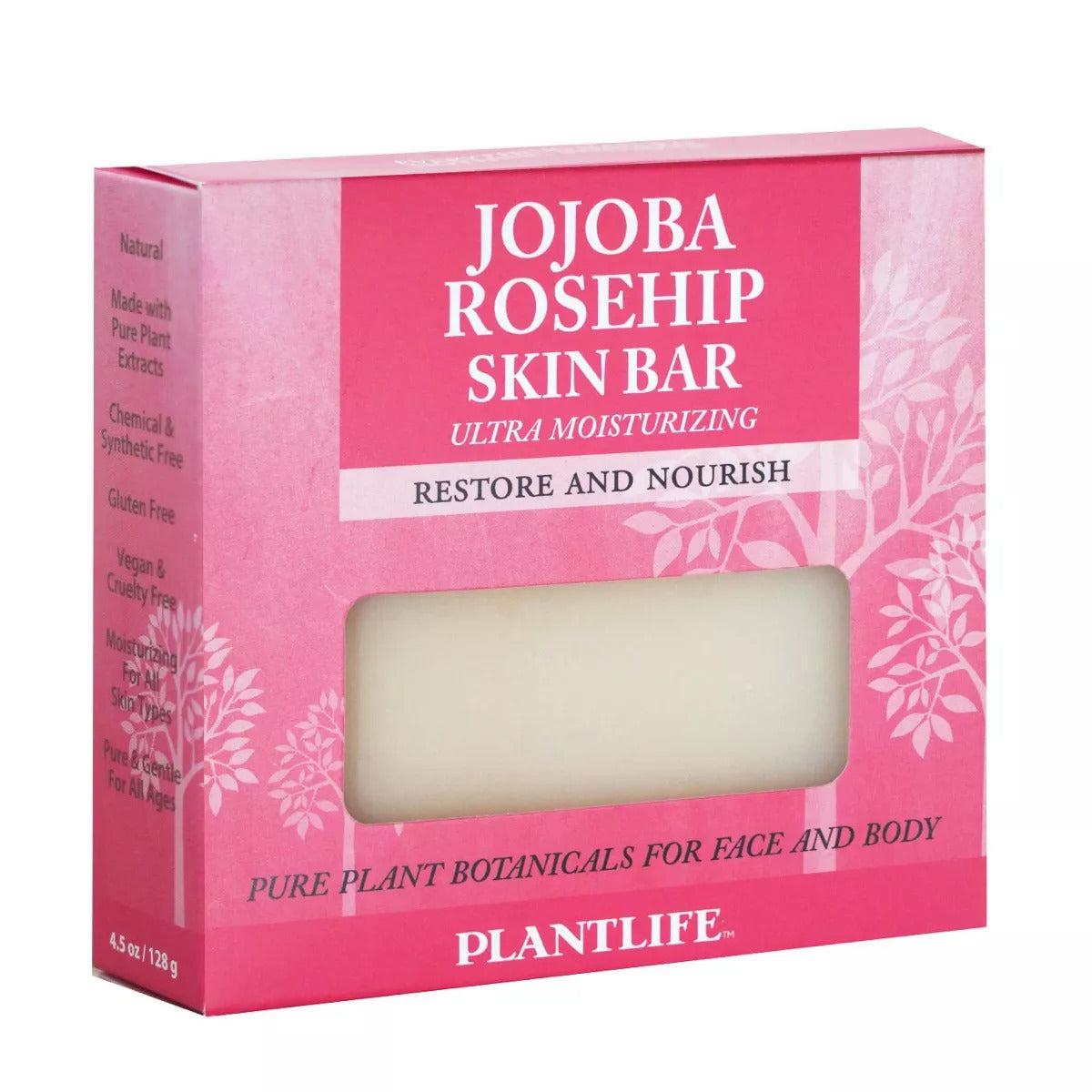 Plantlife Jojoba Rosehip Bar Soap – Moisturizing, Soothing, Handcrafted, Plant-Based – Made in California, 4oz