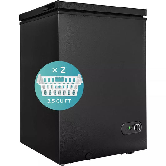 Simzlife Chest Freezer with Removable Basket,Mini Freezer Countertop, Black