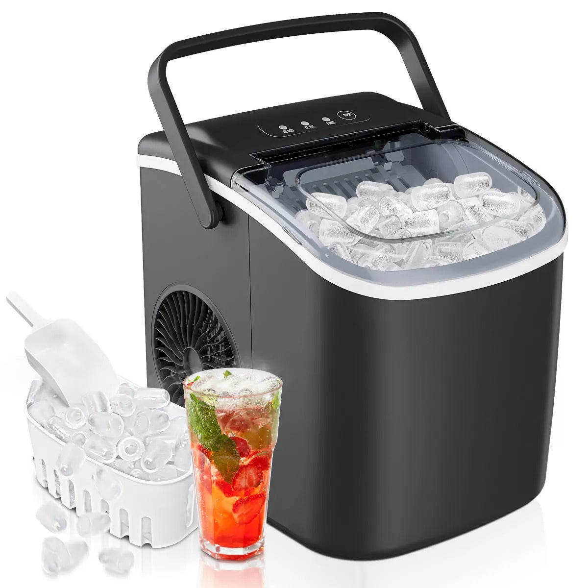 Simzlife 26 Lbs Countertop Bullet Ice Maker Black