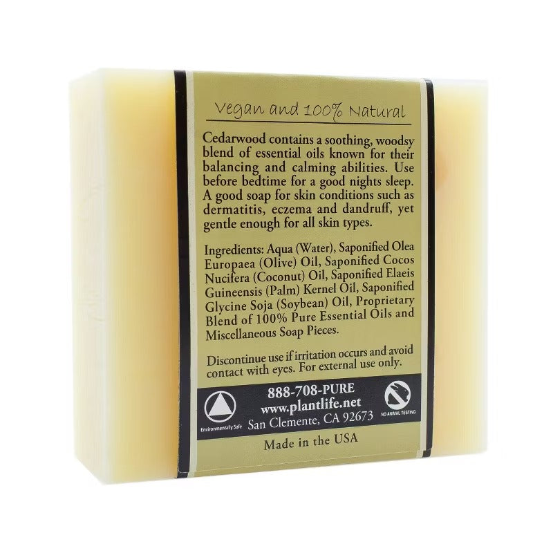 Plantlife Cedarwood Bar Soap - Moisturizing and Soothing Soap for Your Skin