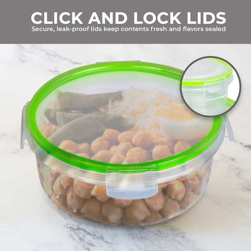 6-Piece Round Food Storage Container Set Click-and-Lock Containers w/Lids BPA-Free Microwave Freezer