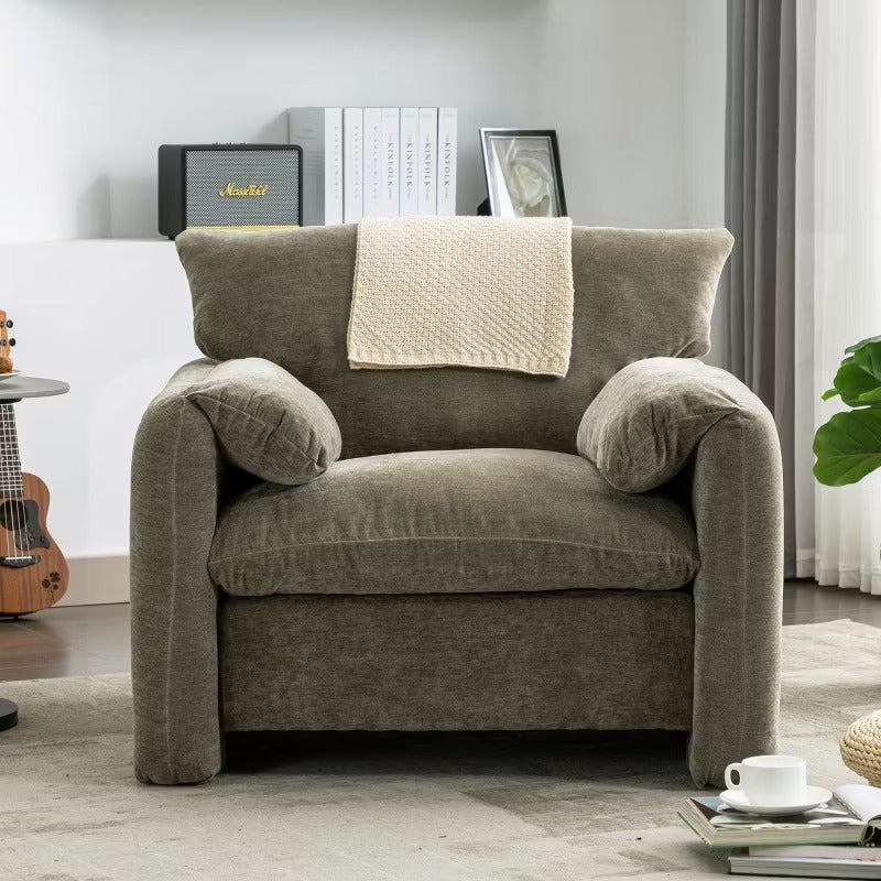 Modern Oversized Accent Chair, Chenille Upholstered Armchair Single Sofa Lounge Chair for Living Room