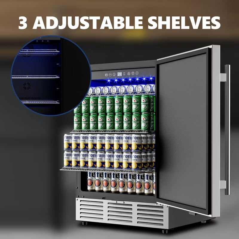 Simzlife 24in 180 Cans Stainless Steel Single Zone Wine Cooler