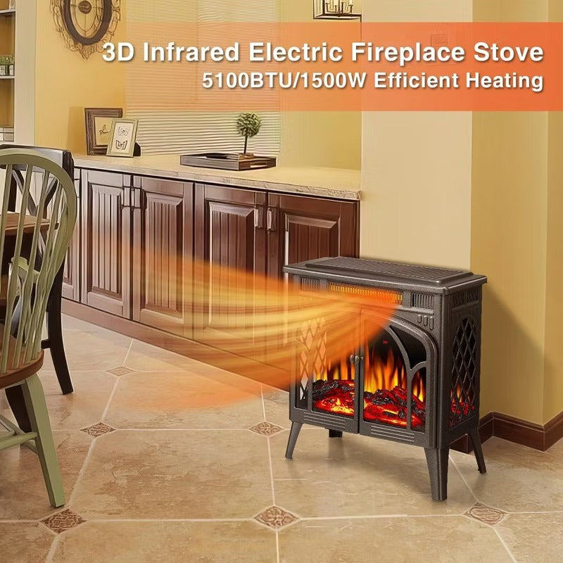 R.W.FLAME Electric Firplace Heater, Infrared Heaters with Remote Control and 3D Flame Effect