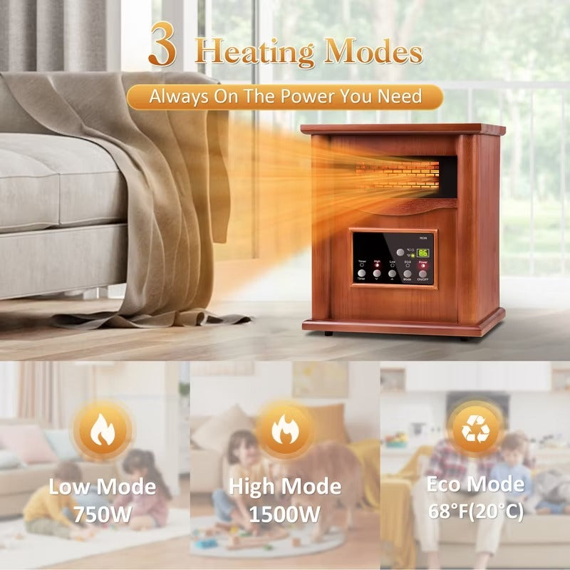 Etust 1500W Electric Infrared Quartz Space Heater for Indoor Use