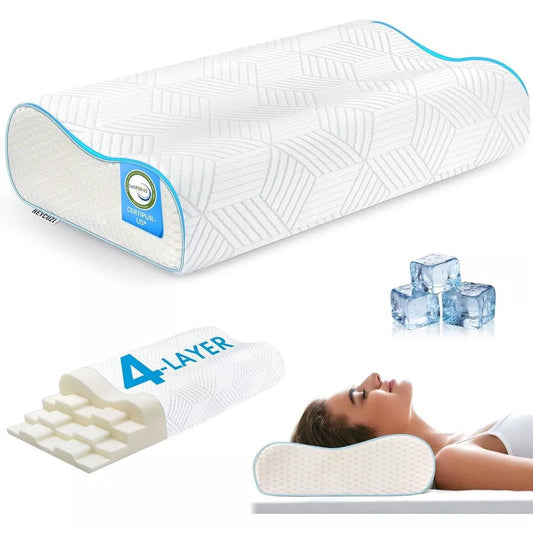 4-Layer Pillow for Neck Relief - Adjustable Memory Foam Pillow for Sleeping Time