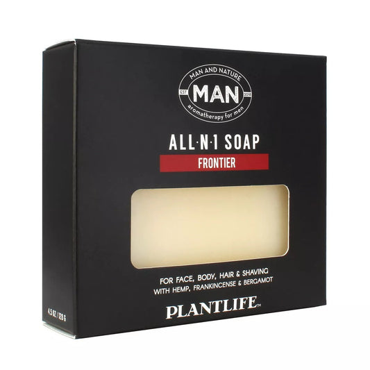 Plantlife Man and Nature All-N-1 Bar Soap – Moisturizing, Soothing, Handcrafted, Plant-Based – Made in California, 4oz