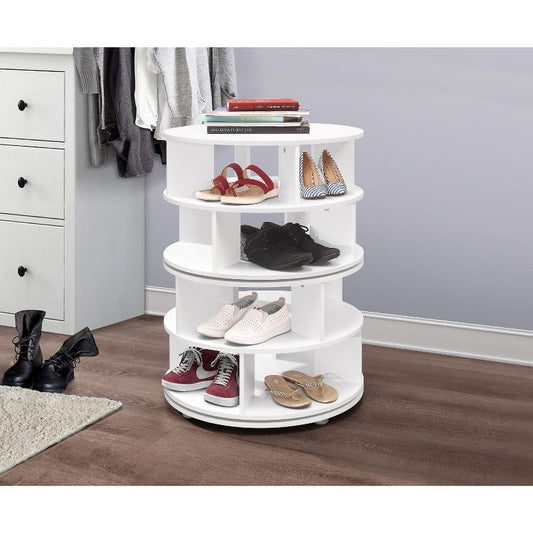 Kings Brand Furniture Colutea 4-Tier Rotating Lazy Susan Shoe Rack (White,4-Tier)