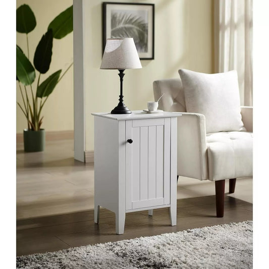 Kings Brand Furniture - Carolin Side End Table with Storage Cabinet white