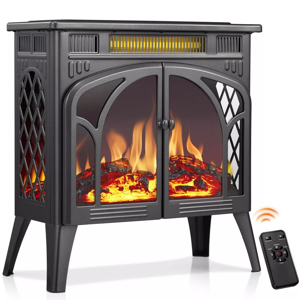 R.W.FLAME Electric Firplace Heater, Infrared Heaters with Remote Control and 3D Flame Effect