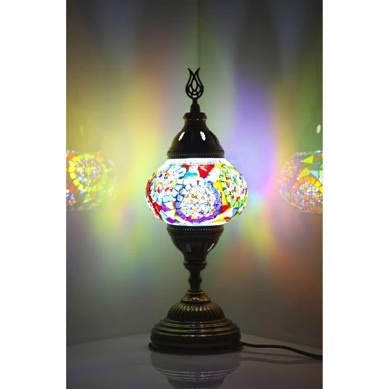 Kafthan 14.5 in. Handmade Multicolor Mosaic Glass Table Lamp