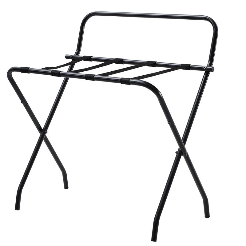 Kings Brand Furniture Ludlow Folding Luggage Rack High Back, Black