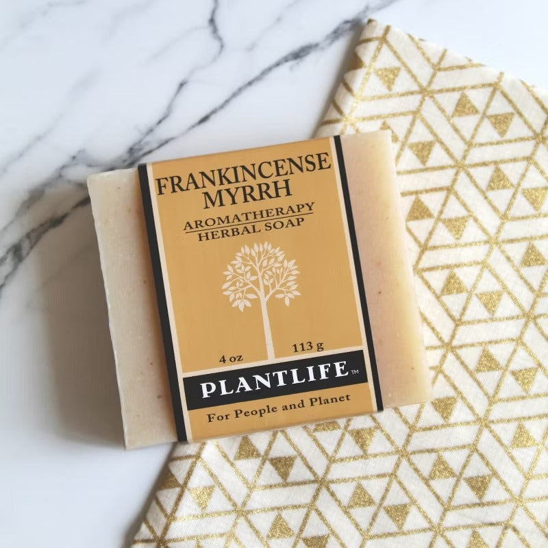 Plantlife Frankincense Myrrh Bar Soap – Moisturizing, Soothing, Handcrafted, Plant-Based – Made in California, 4oz