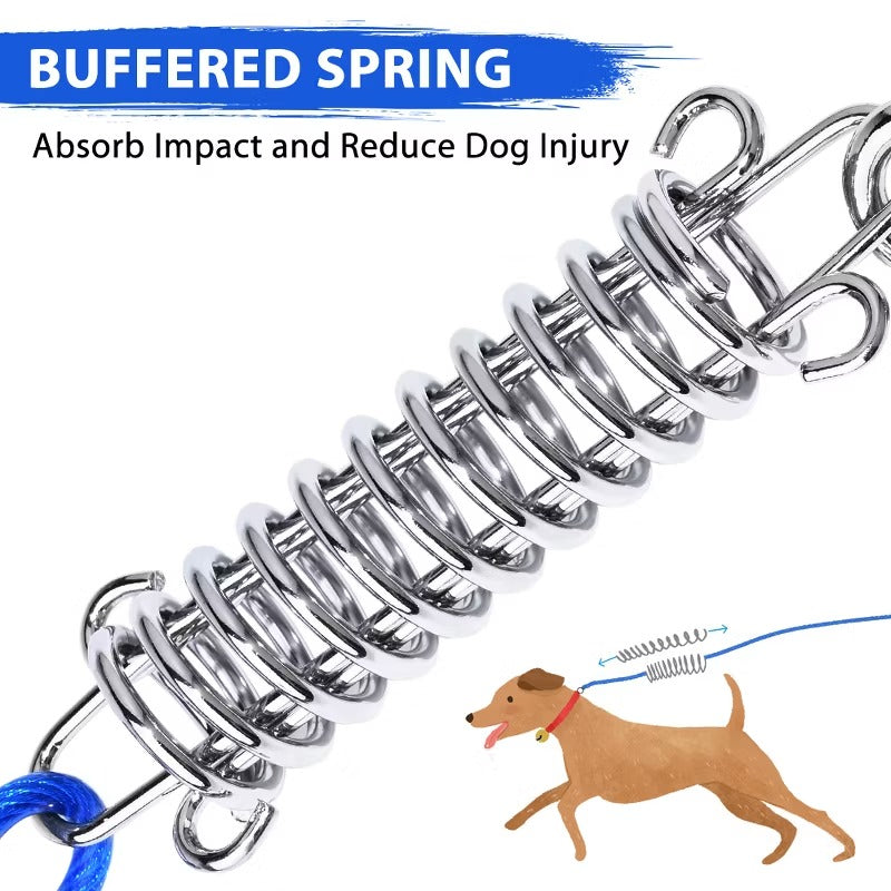 Petbobi 30ft Tie Out Cable for Small to Medium Dogs, Durable Spring and Metal Swivel Hooks Up to 120 Pounds