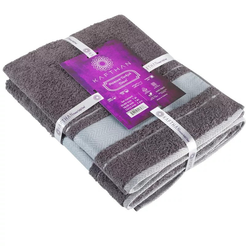 Kafthan Textile Fishbone Cotton Bath Towels (Set of 4)