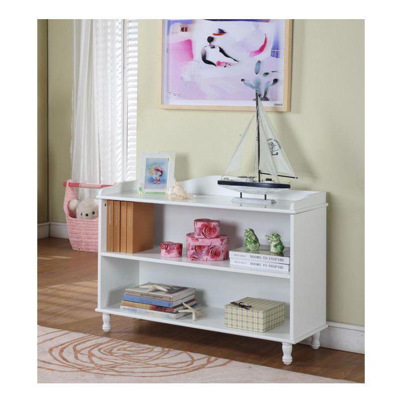 Kings Brand Furniture Kremer Wooden 2-Tier Shelf Bookcase Display Cabinet, White