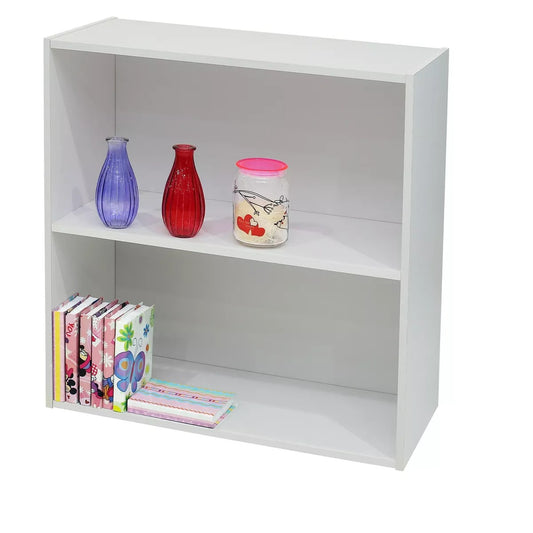 Kings Brand Furniture - White Wood 2-Tier Shelf Bookcase Storage Organizer