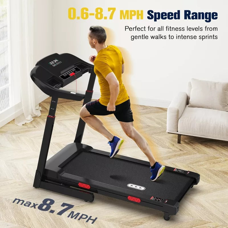 REDLIRO Foldable Treadmill 15% Auto Incline 350 lb Capacity Bluetooth, Voice Control