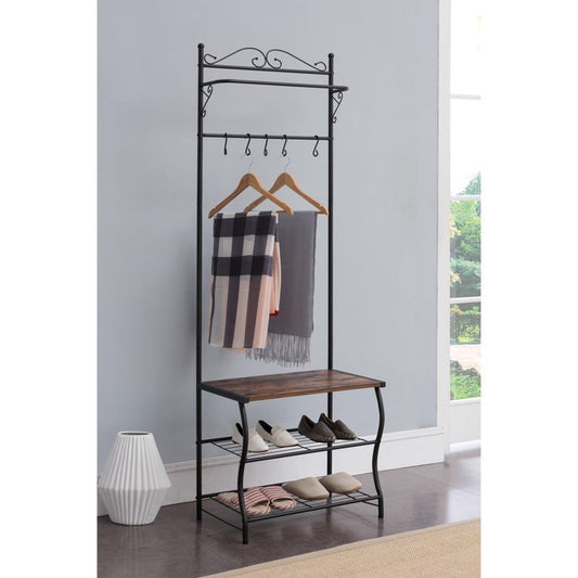 Kings Brand Furniture Brentwood Entryway Shoe Bench, Coat Rack Black