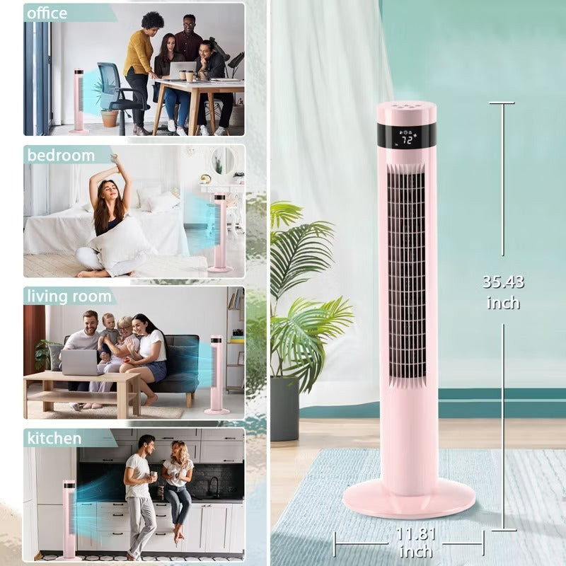 R.W.FLAME Tower Fan Portable Electric Oscillating Fan Quiet Cooling Remote Control pink