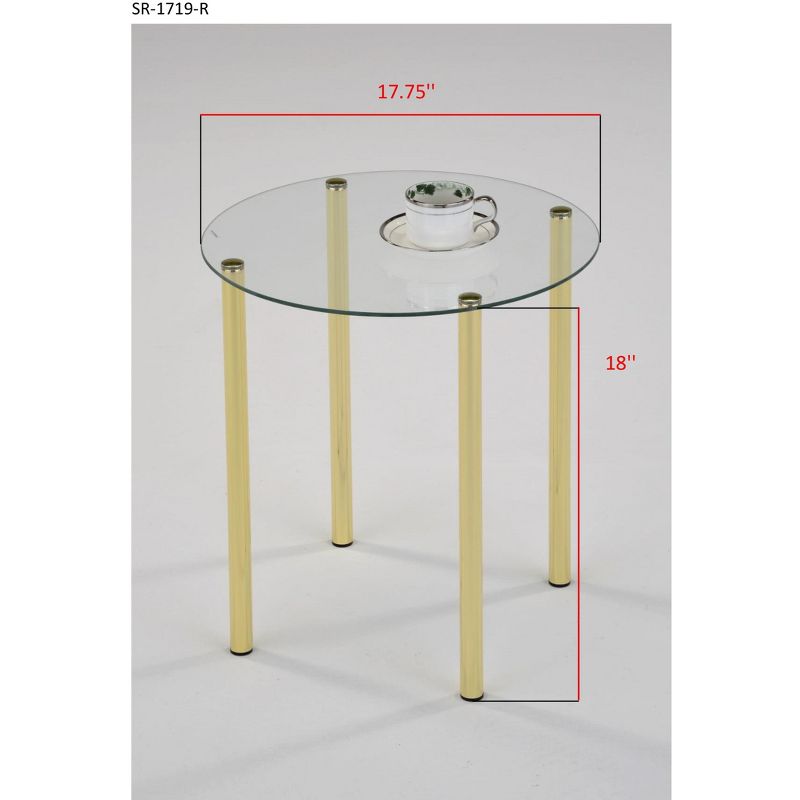 Kings Brand Furniture Milnai Round Side End Accent Table, Gold Metal/Glass