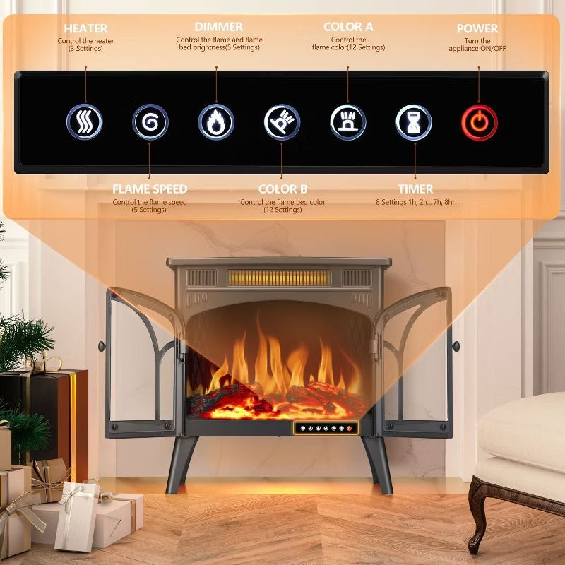 R.W.FLAME Electric Firplace Heater, Infrared Heaters with Remote Control and 3D Flame Effect