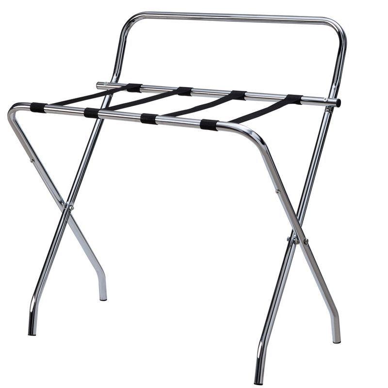 Kings Brand Furniture Ludlow Folding Luggage Rack High Back, Chrome