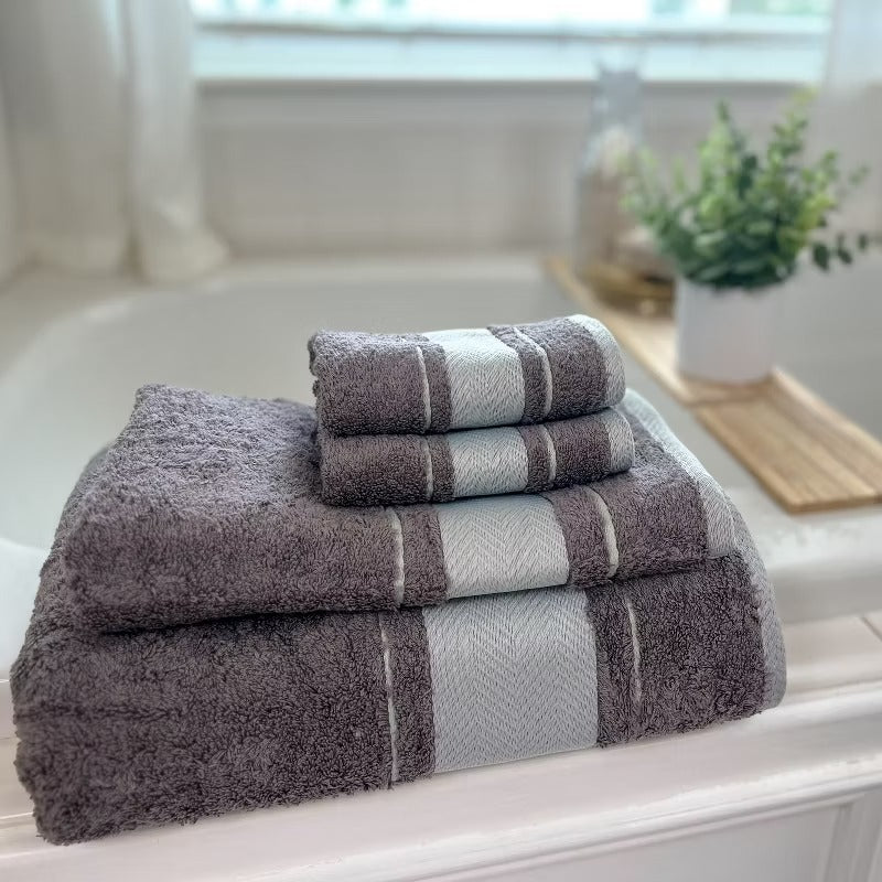 Kafthan Textile Fishbone Cotton Bath Towels (Set of 4)