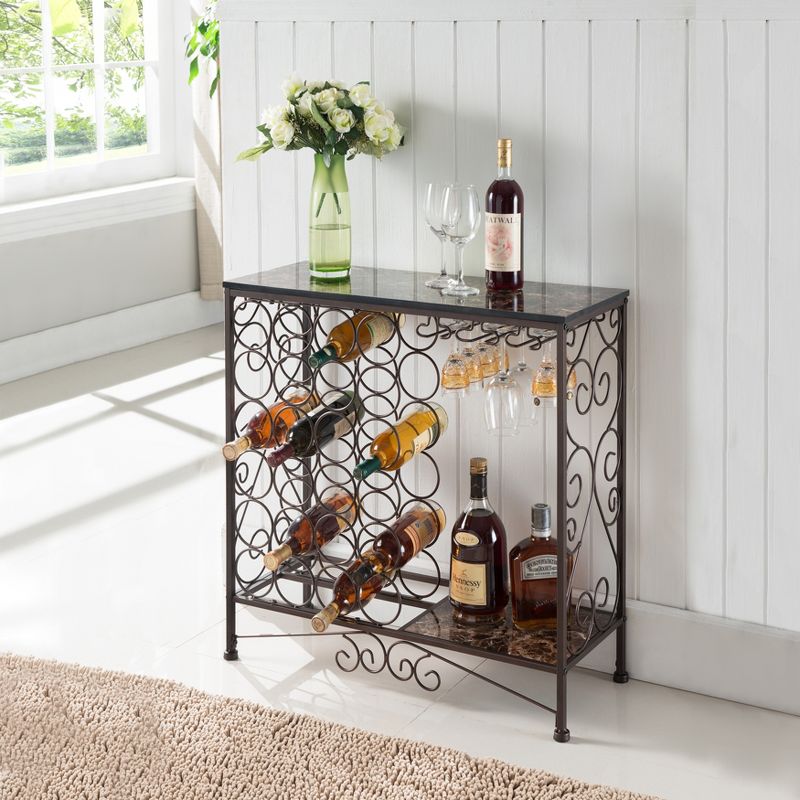 Kings Brand Furniture - Freestanding Wine Rack Table Holds 24 Bottles and Glasses Holder