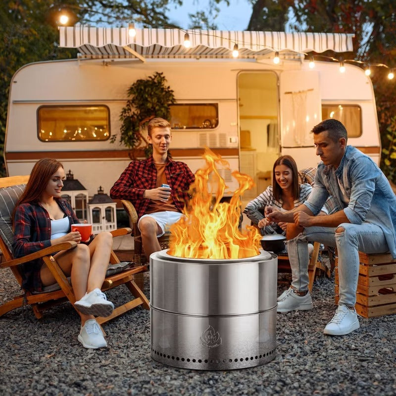 R.W. Flame 19-Inch Outdoor Fire Pit – Smokeless, Stainless Steel Portable Fire Pit for Camping, Patio, and Outdoor Use