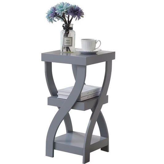 Kings Brand Furniture - 3 Tier End Table - Square End Table - Table for Bedroom, Grey