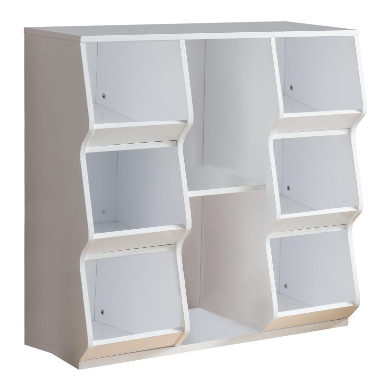 Kings Brand Furniture Brookline 8 Wood Shelf Bookcase Cubby Storage Cabinet Unit, White