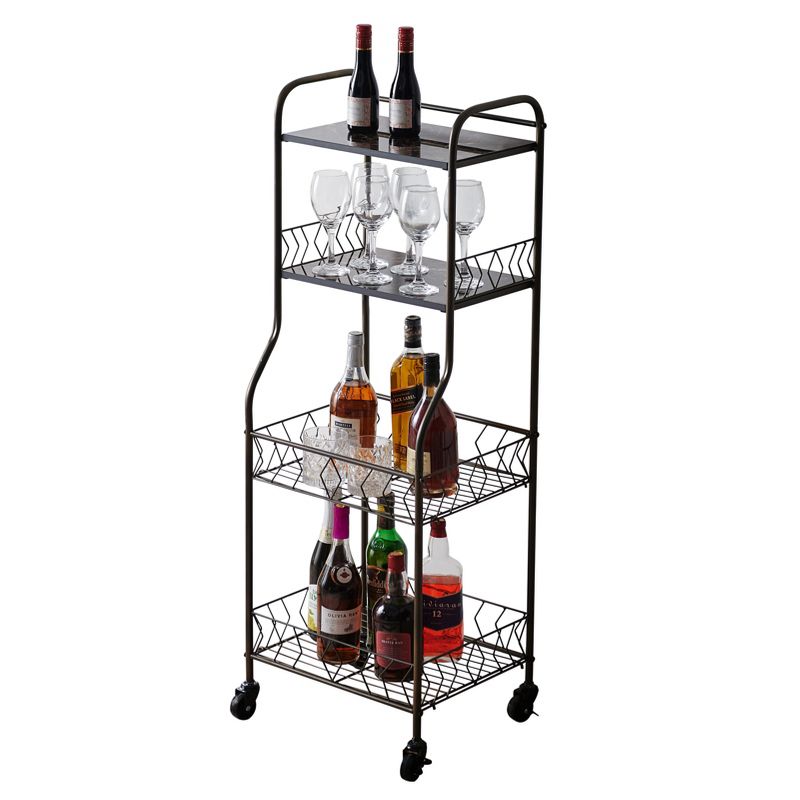 Kings Brand Furniture Lexi 4-Tier Kitchen Rolling Bakers Rack, Pewter