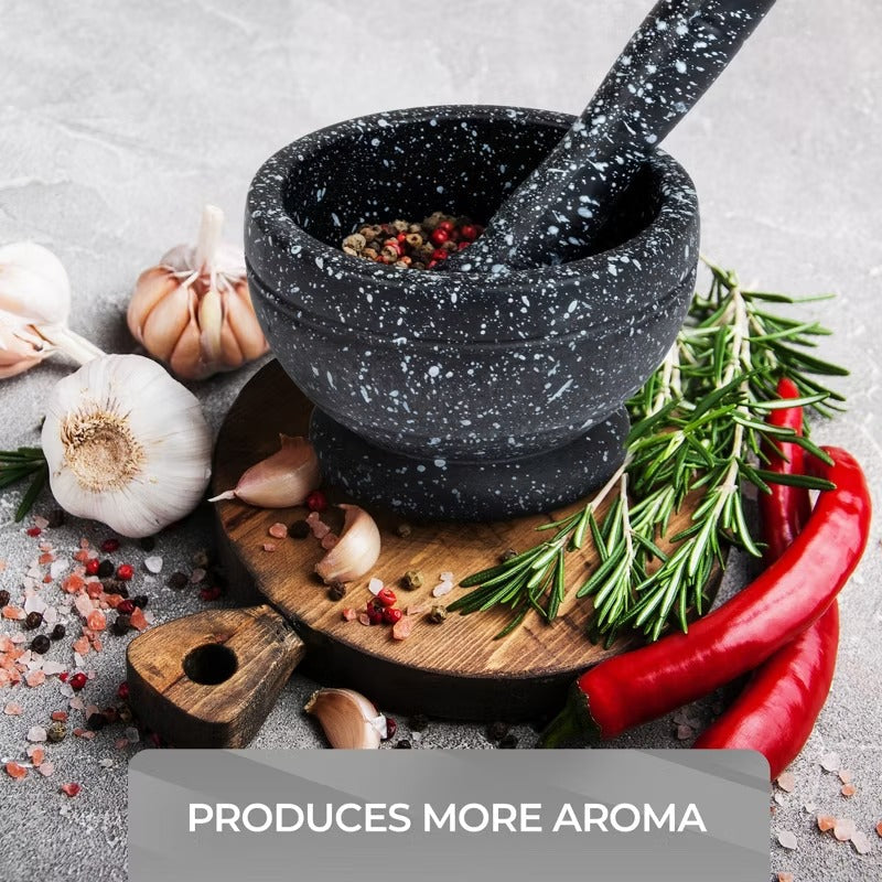 Mortar & Pestle – Durable Grinding Bowl and Pestle. Plastic, Durable Finish Design - Granite