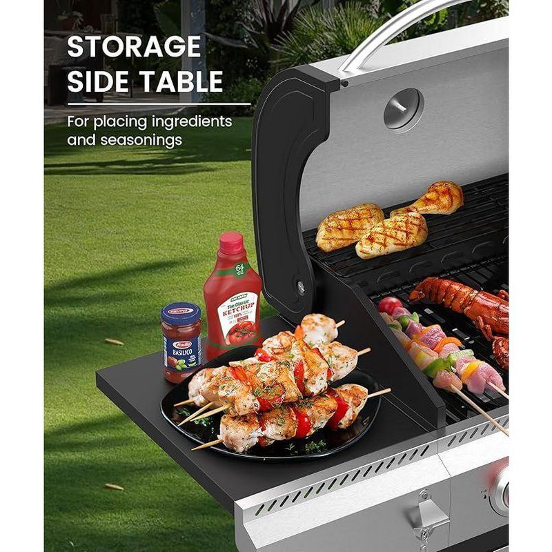 R.W. FLAME BBQ Gas Grill – 34,000 BTU Propane, Enamel Grates, Ideal for Outdoor Cooking, Camping, Backyard, Patio & Deck