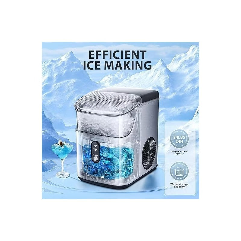 R.W.FLAME Nugget Ice Makers Countertop, Portable Pebble Ice Maker Countertop, Self-Cleaning