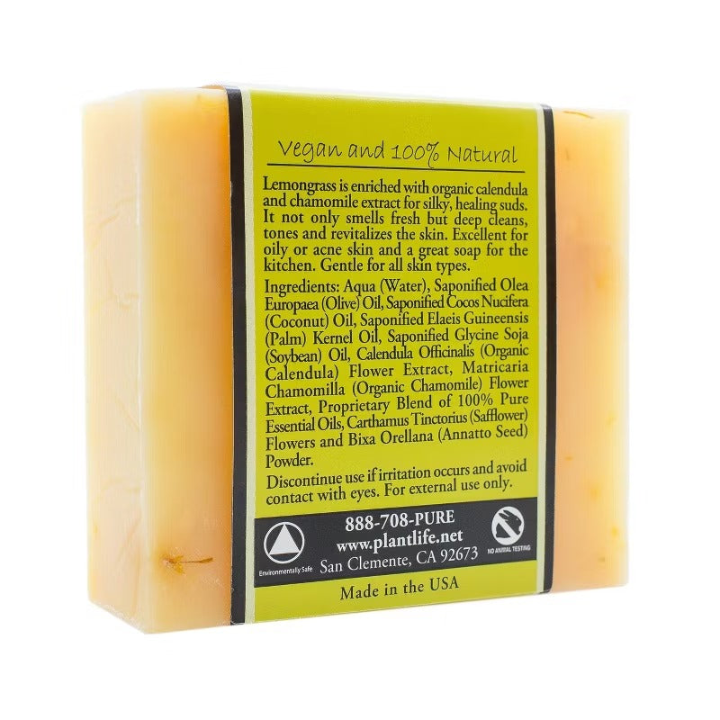 Plantlife Lemongrass Bar Soap – Moisturizing, Soothing, Handcrafted, Plant-Based