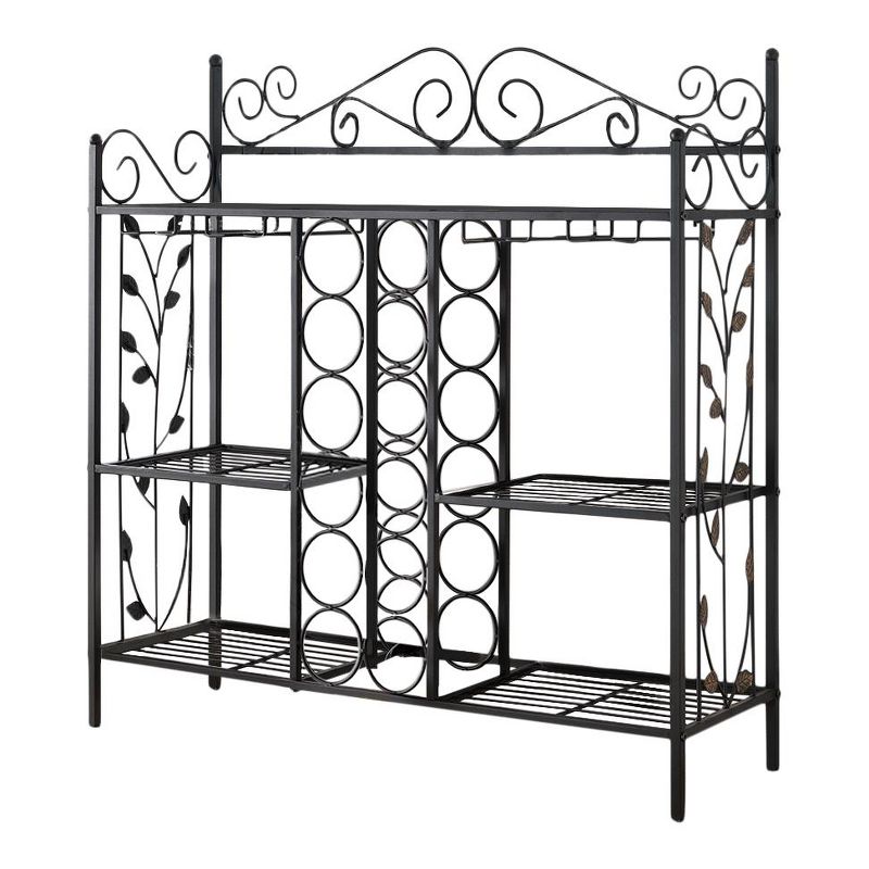 Kings Brand Furniture Metal Console Table Wine Rack, Liquor Bar Cabinet with Glass Holder