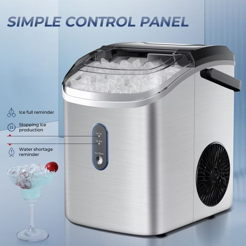 Simzlife 34 Lbs. Countertop Nugget Ice Maker, Silver